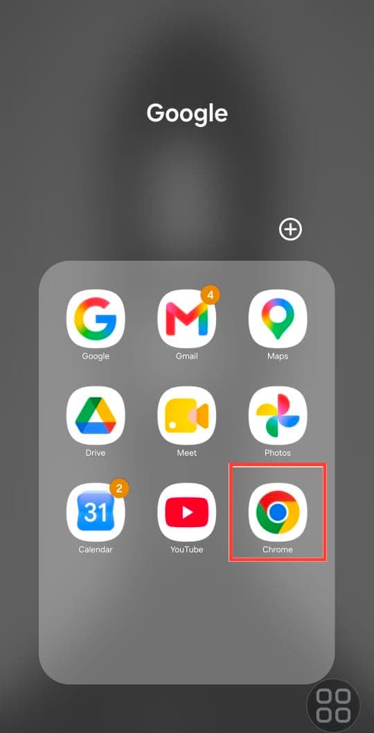 Chrome browser open on an Android phone